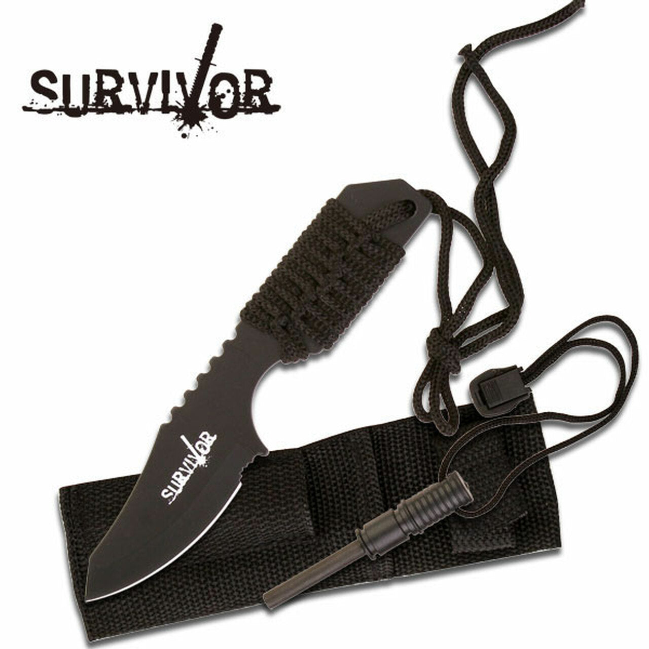 Bellissimo coltello Survivor con acciarino Outdoor Fixed Blade Knife - HK-106321B