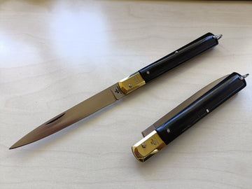 Stiletto in ABS nero da 19 cm testina ottone Frosolone knife 0463 ottone
