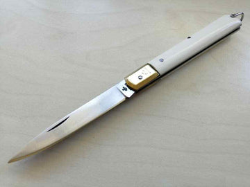 Coltello Tradizionale Frosolonese Sfilato manico bianco T/ottone 21cm knife